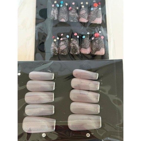 2 SETS OF Fairy grunge handmade acrylic catseye rhinestone nails set small NEW
