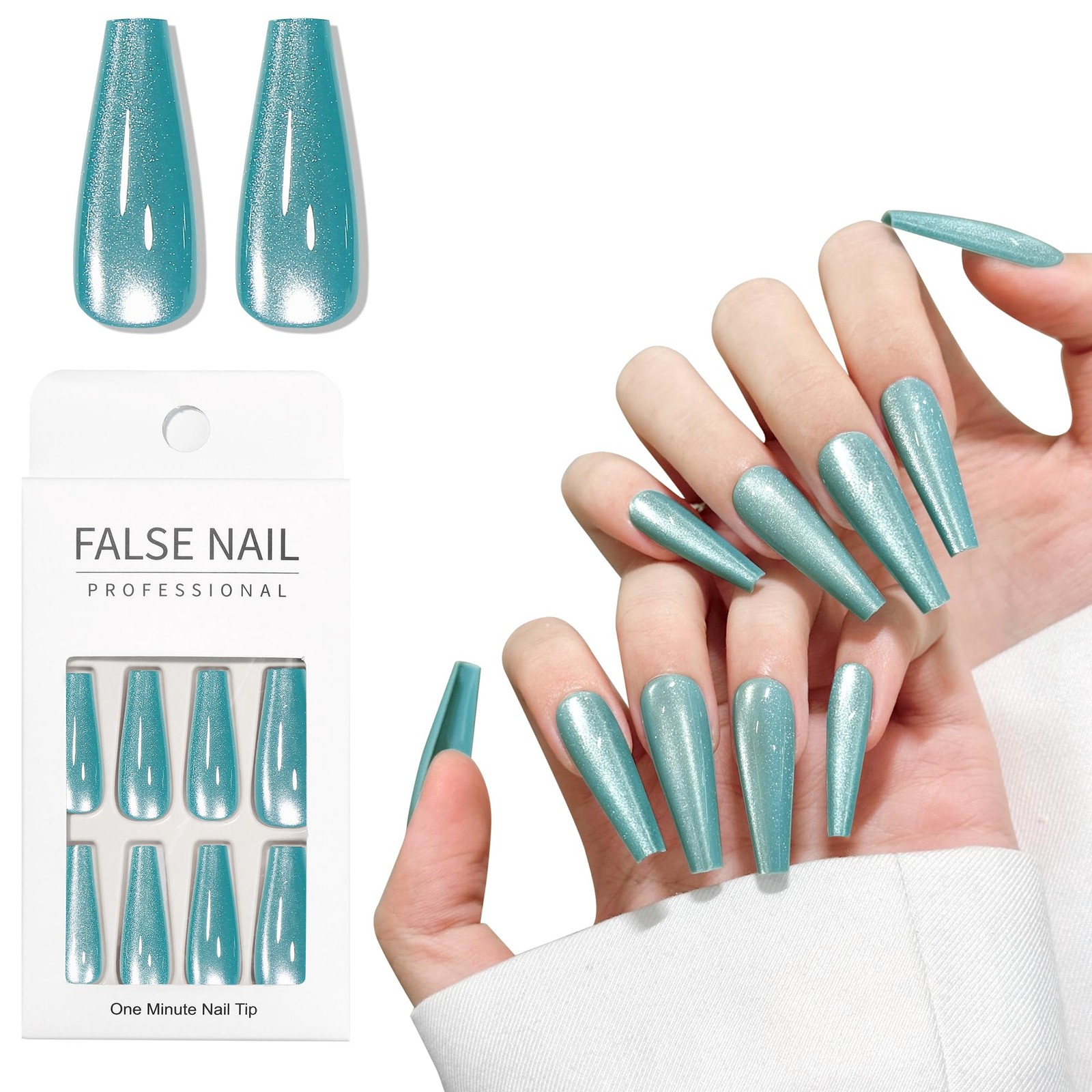 SKYCLOUD Sky Blue coffin press on nails 24pc