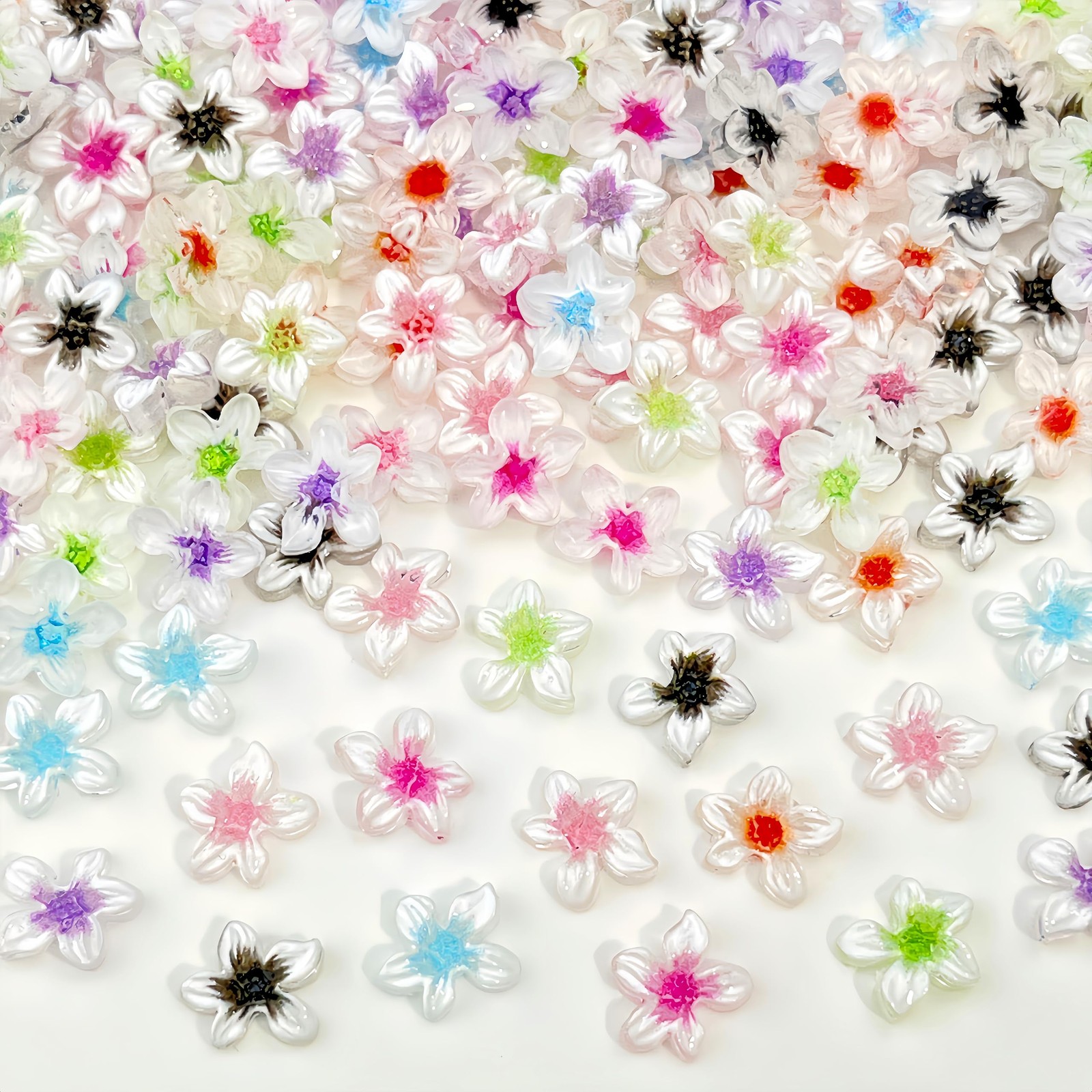 CnSybaris 120pc 3D Flower Nail Charms White