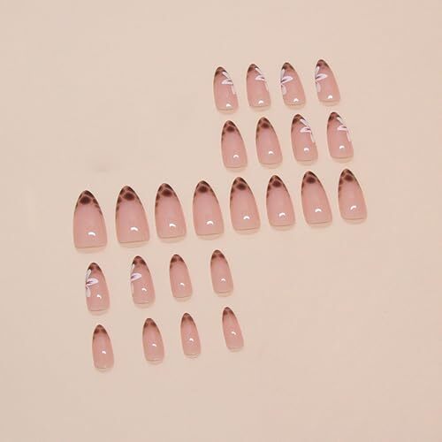 Press on Nails Medium Almond SWEKKE French Tip Fake Nails False Almond Nails23