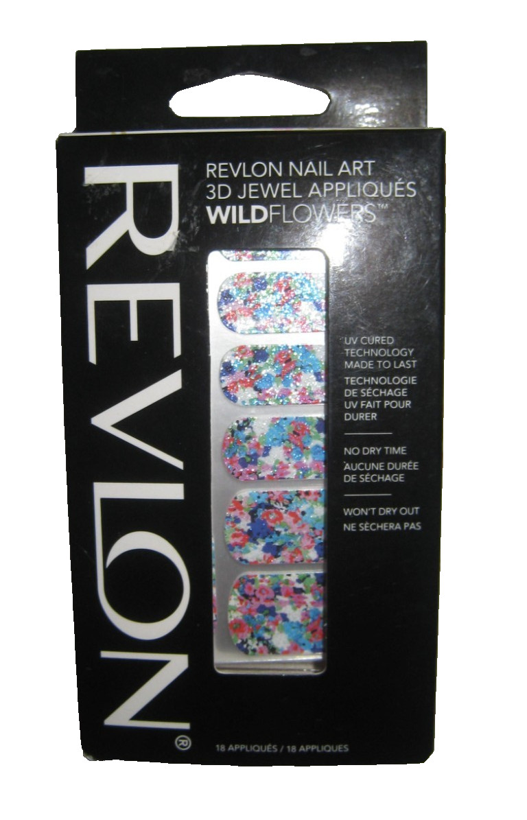 Revlon WILD FLOWERS 18 Strips 3D Jewel Appliques 05 BROCADE GARDEN NEW NAIL ART