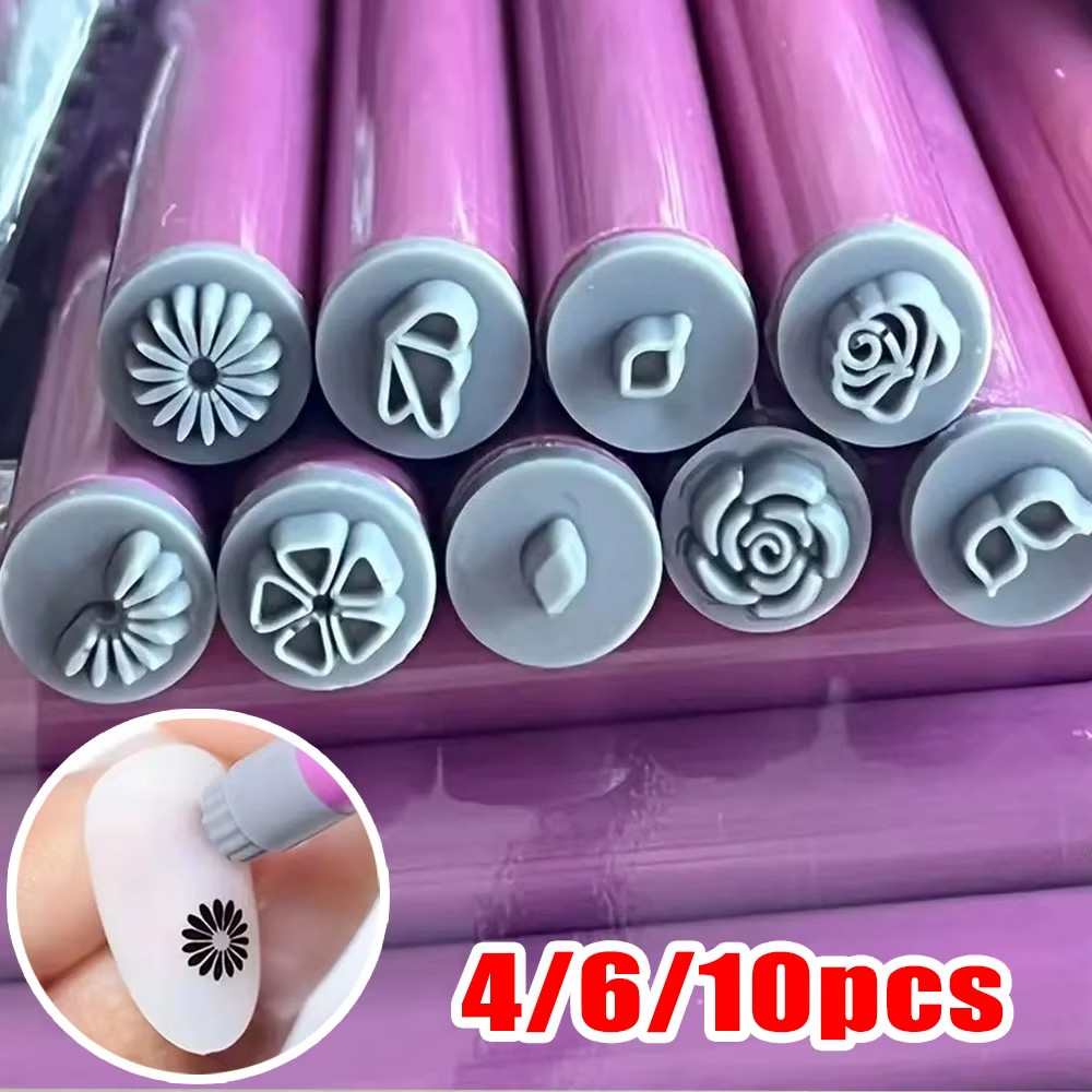 DIY Nail Art Stamp Pen 4 6 10Pcs Set Floral Butterfly Graffiti Dotting Draw Tool