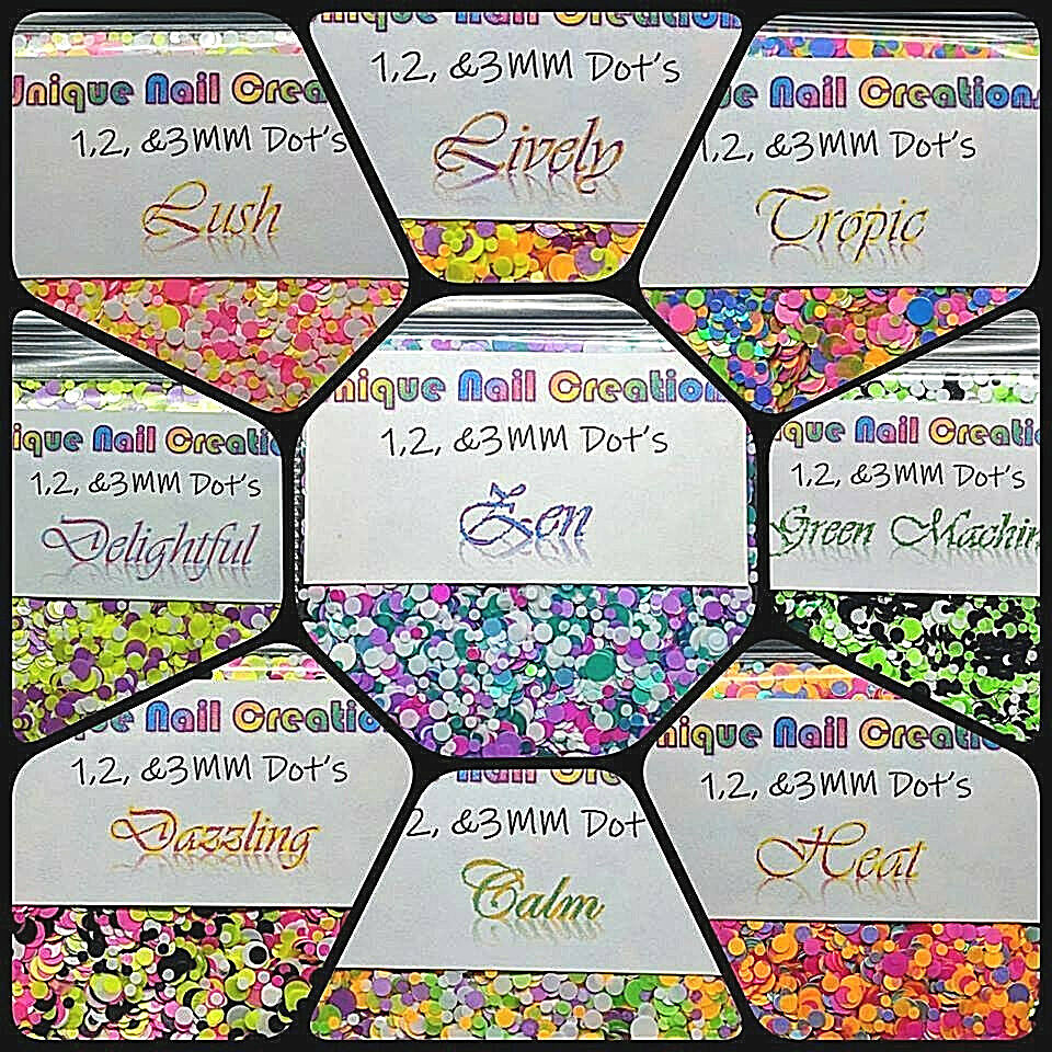 1,2,&3MM Mixed DOTS GLITTER BLENDS~U Choose Nail•Acrylic•Gel•Body Art•Face