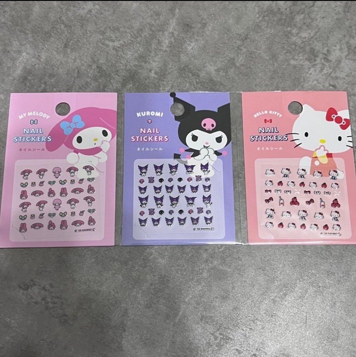Sanrio Nail Stickers Set of 3 – Kuromi Hello Kitty My Melody – DAISO Japan 2025