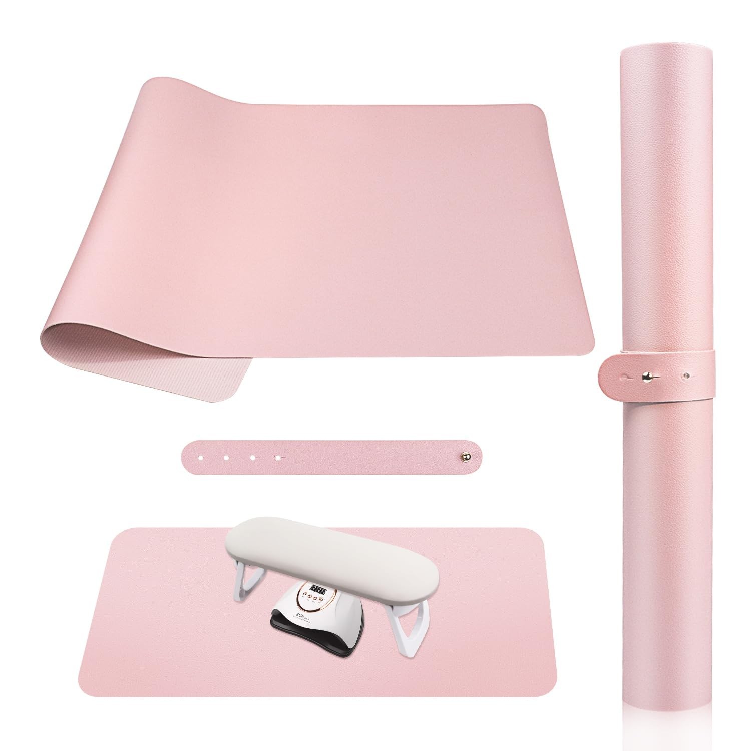 Subay Nail Art Table Mat, (MAT ONLY) Soft Microfiber PU Leather Nail Hand Res…