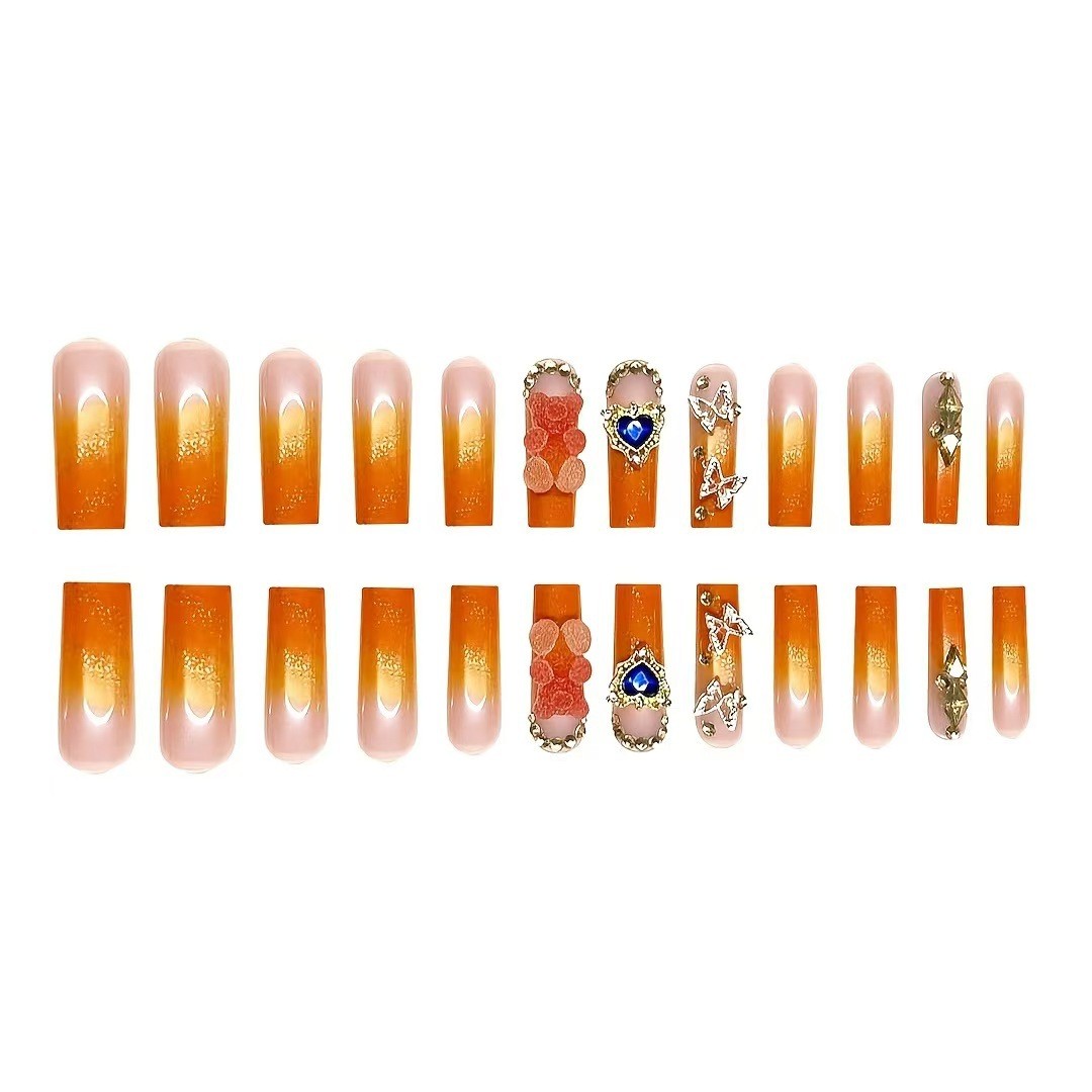 Summer Floral Crystal Glitter Nail Tips Ins Style Wholesale From Factory
