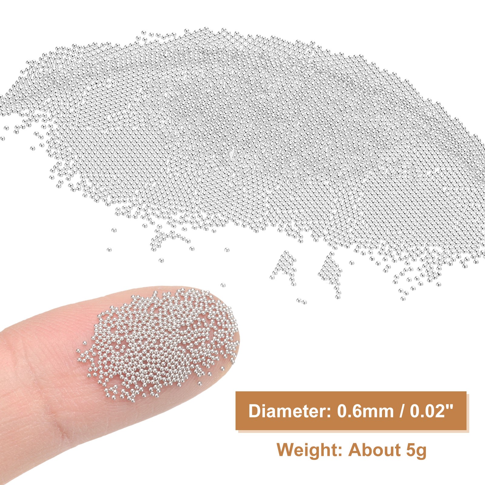 Nail Art Beads 0.02″ Mini Metal Caviar Nails Beads Ball for DIY Craft Silver