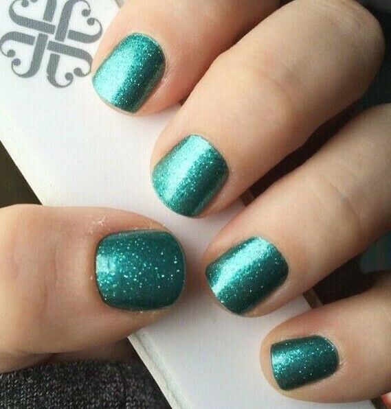 Jamberry Nail Wraps ~ HALF SHEET ~ JADED Teal Winter Sparkle