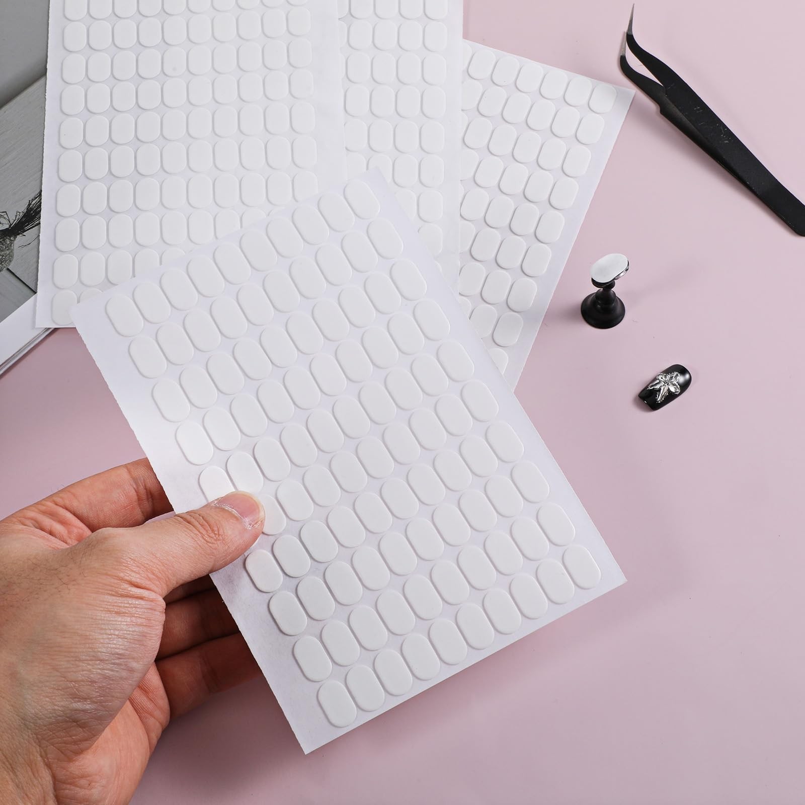 1200 Pcs Double Sided Adhesive Nail Tabs Strips for Press On Nails with Tweezer