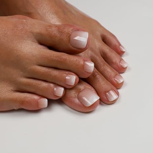 Press on Toenails for Women in 15 Sizes,30 Pcs Fits,French Square Acrylic Toe