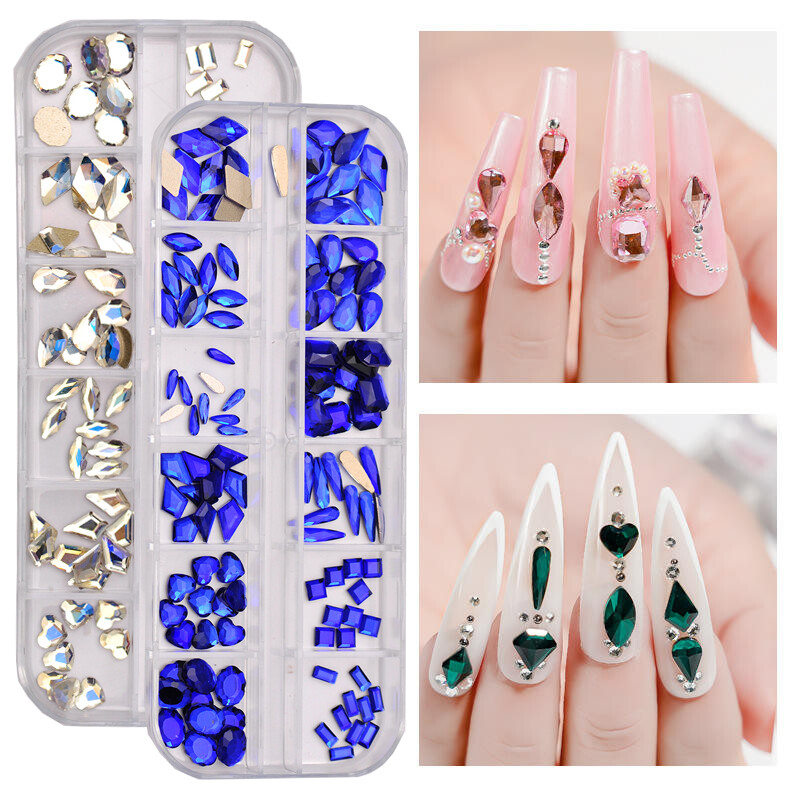 1 Box Mix SHAPE Colors Crystal Rhinestone Diamond NON hotfix Nail Art Decoration