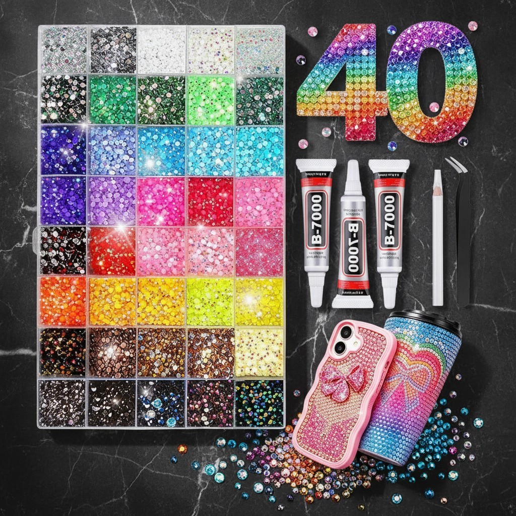 Bedazzling Kit 40 Colors Bedazzler Kit with Rhinestones Resin Jelly Rhines