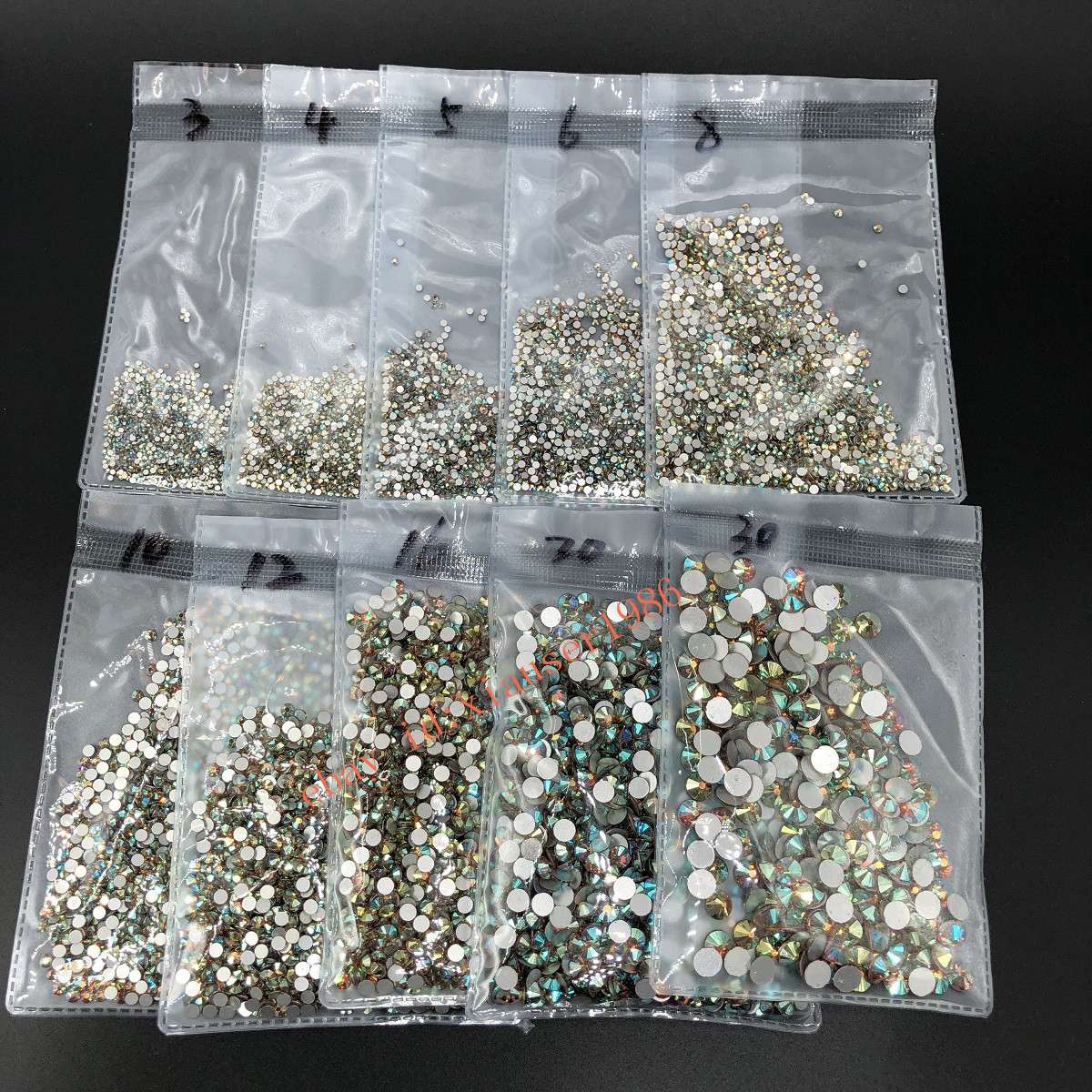 1440pcs Glitter Sunrise AB Nail Art Rhinestones Crystal Gems 3D Nails Decoration