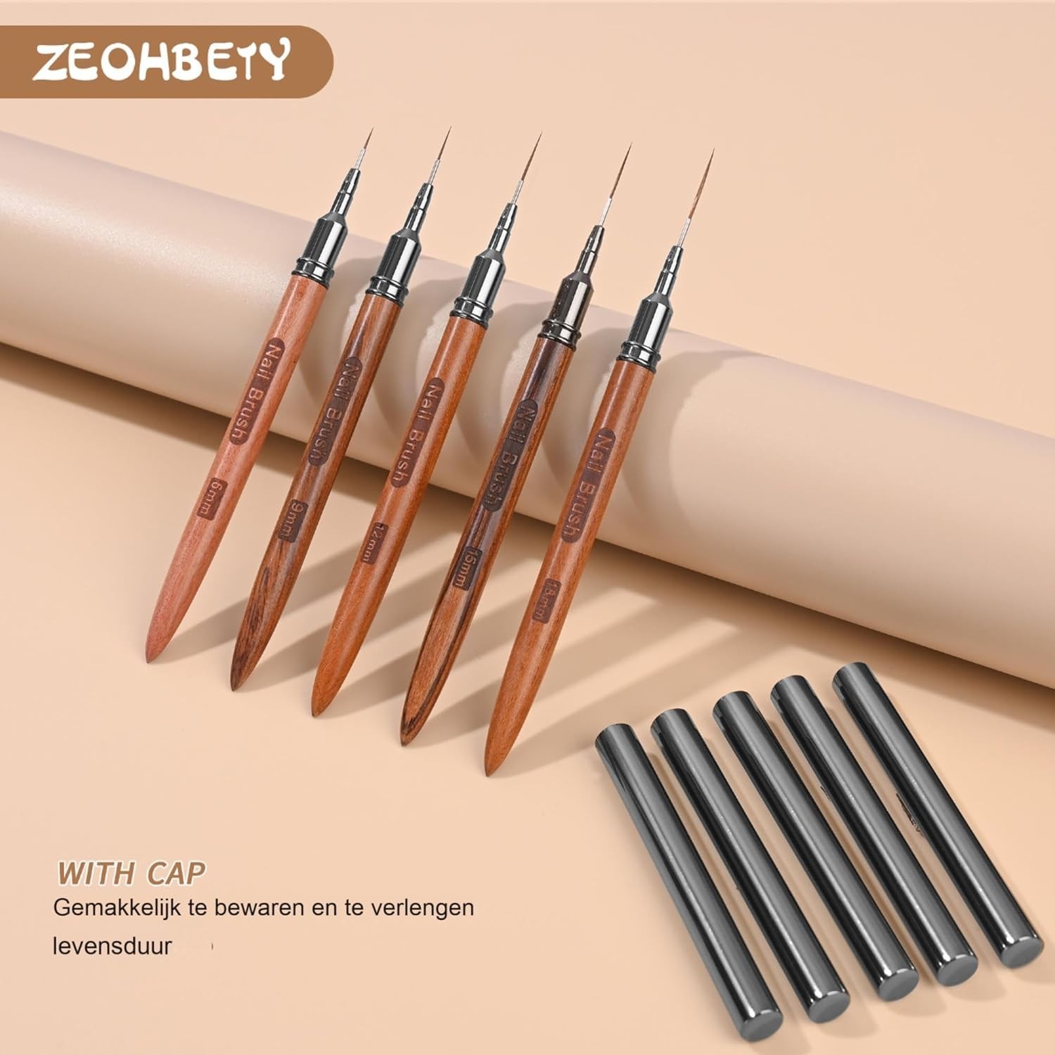 Wooden Nail Art Brushes, 5Pcs Nail Art Liner Brushes, Painting Art Design Bru