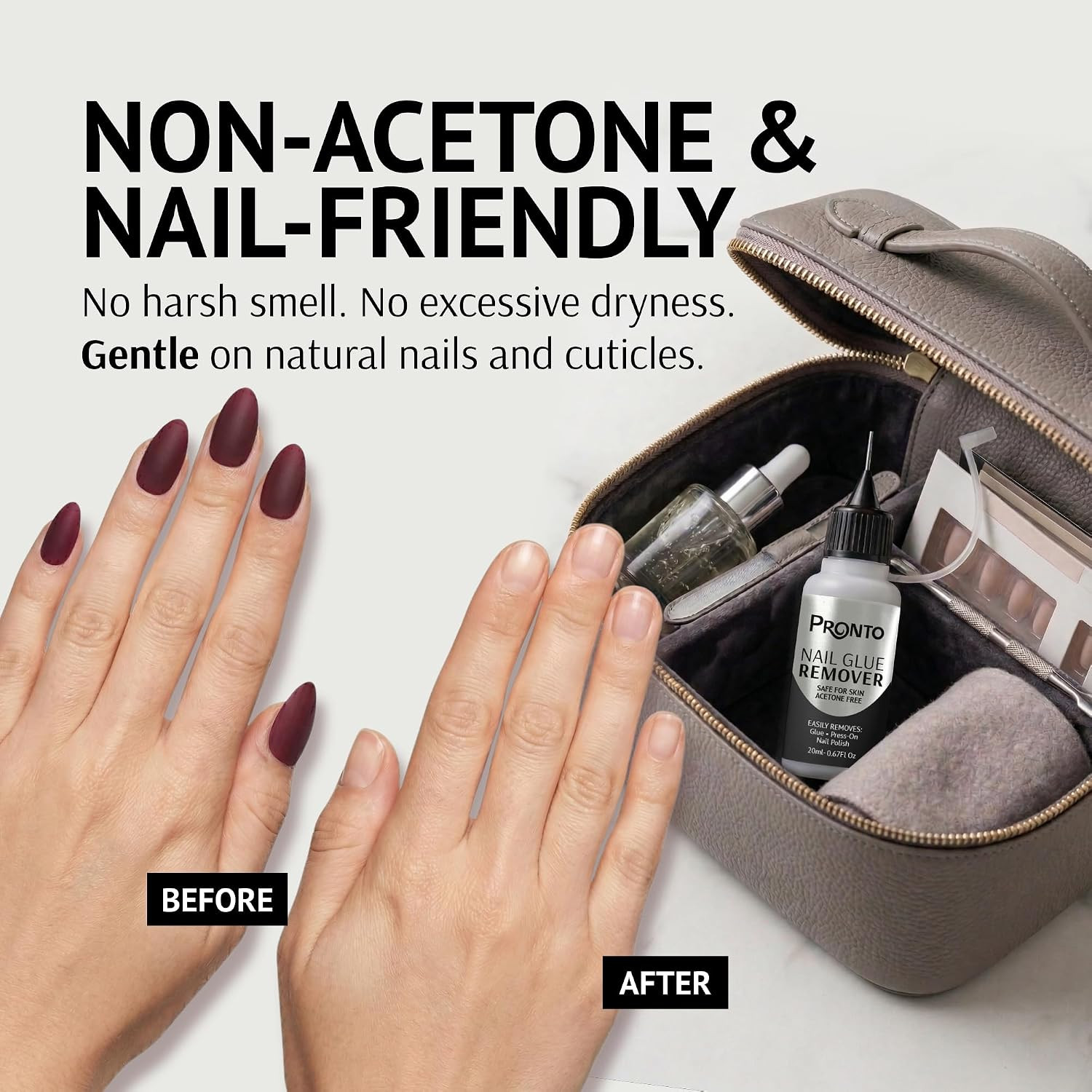 20 Ml Nail Glue Remover, Acetone Free for Press on Nails, Removes Nailpolish Glu