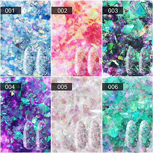 Mermaid Nail Sequins Holographic Glitters Chunky Iridescent Flakes Colorful 12