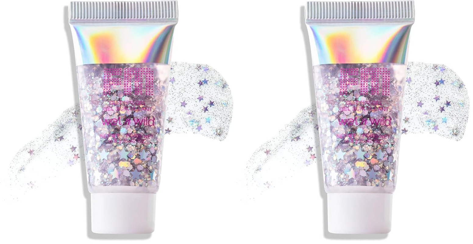 Silver Seeing Double Body Glitter Gel – Quick-Dry, Long-Wear, Face+Body (2 Pack)