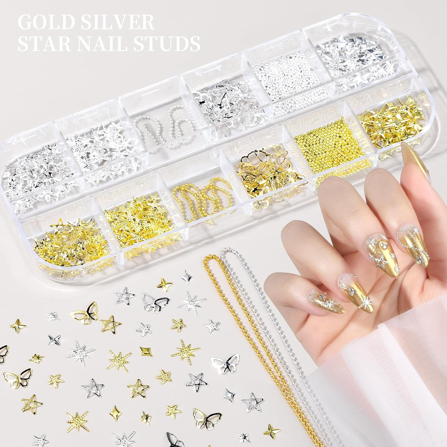 Nail Gems, 3-Box Colorful Nail Rhinestones Nail Charms and Gems, 3D Rainbow Crys