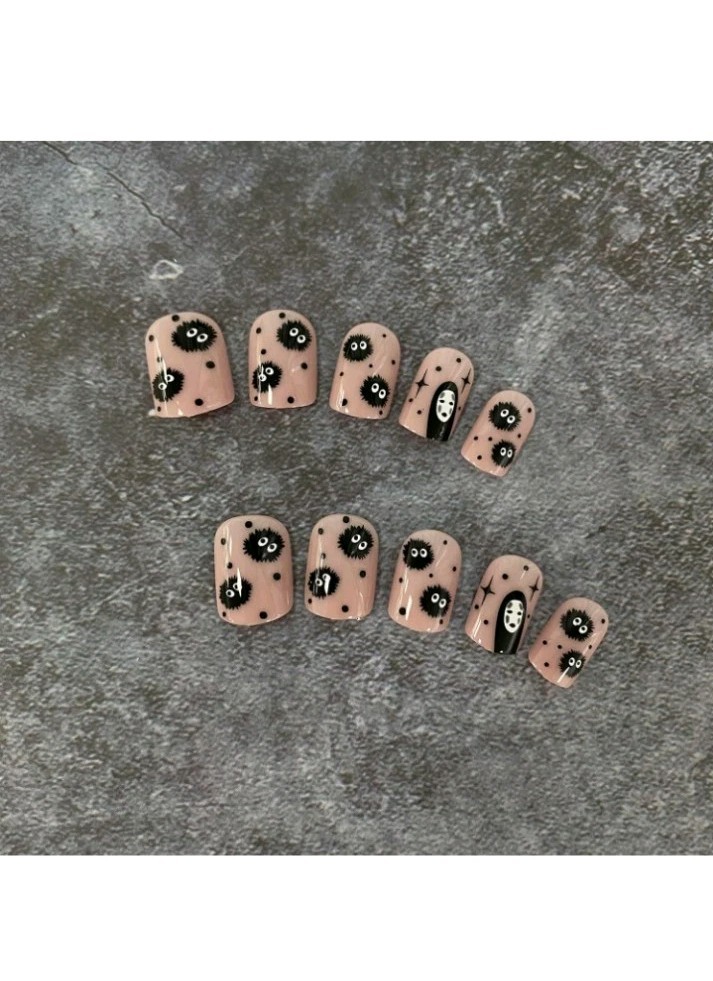 Halloween Ghosts Press On Nails NEW -Square -Black/White -24 Pcs -Do-It-Yourself
