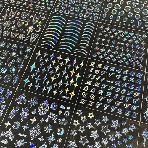 30 Sheets Aurora Nail Art Stickers Bohemian Holographic Nail Stickers Style-14