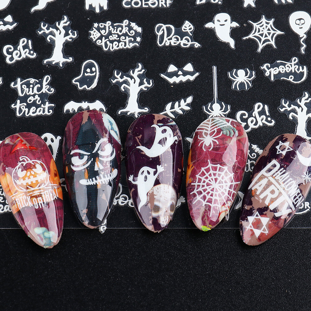 Luminous 3D Nail Stickers Glow In Dark Halloween Decals Nail Art Decoration New