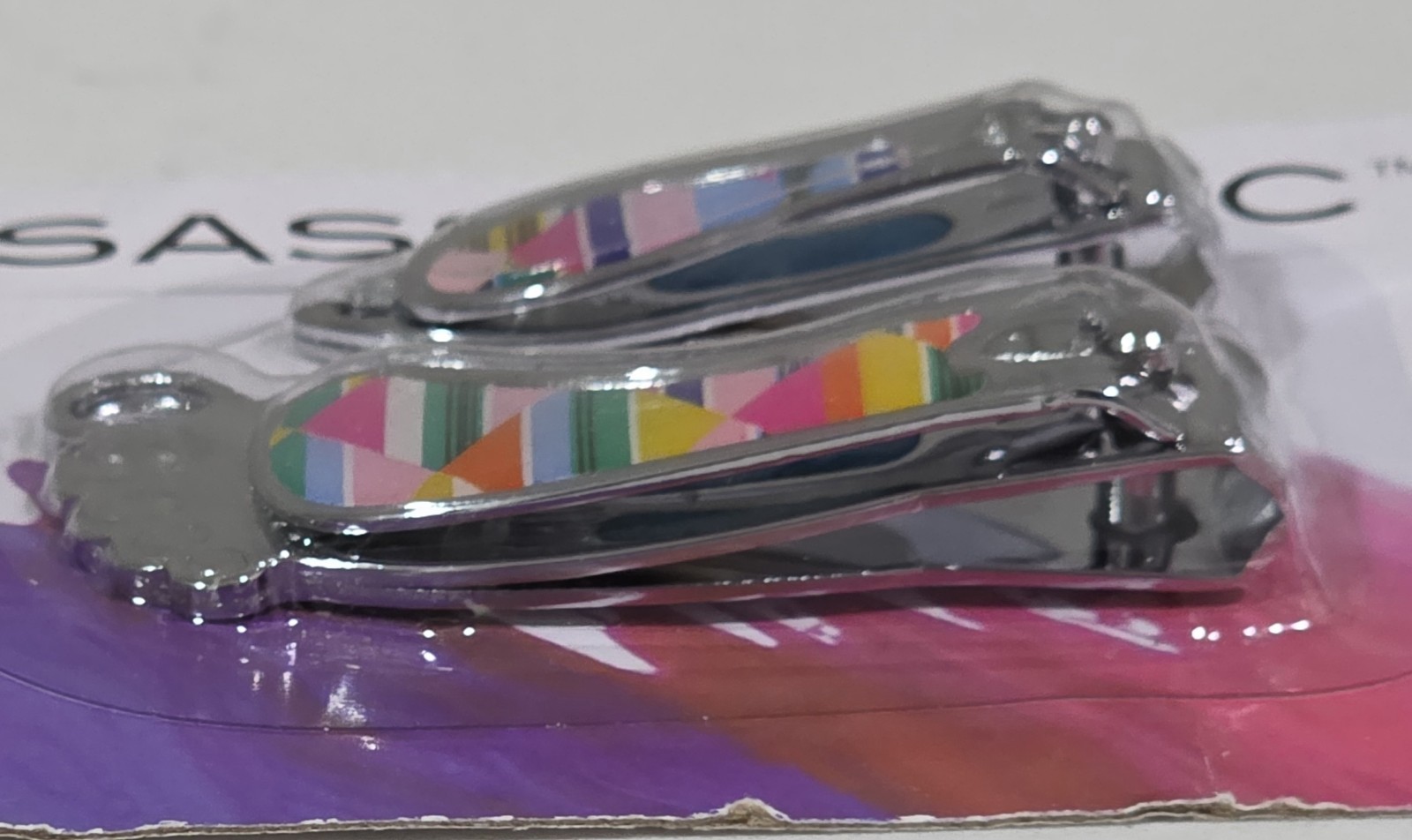 NAIL CLIPPERS Rainbow 2 pcs Sassy + Chic Geometrics Foot Shaped BRAND NEW SEALED