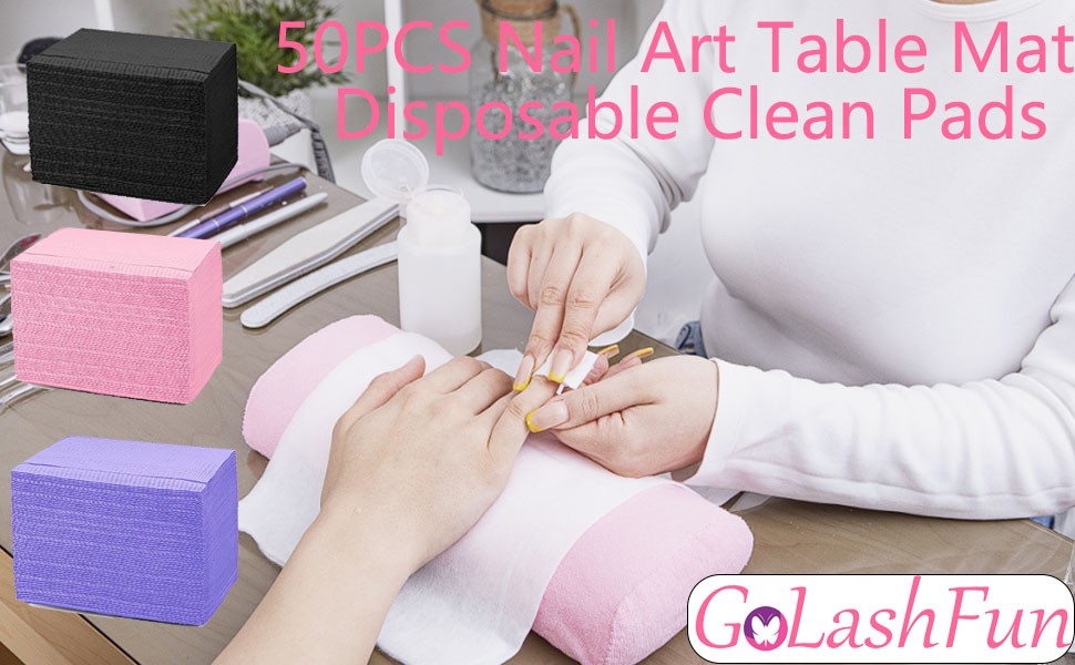 Nail Table Mats Disposable Nail Art Paper Towels,50PCS Black Waterproof 3 Ply