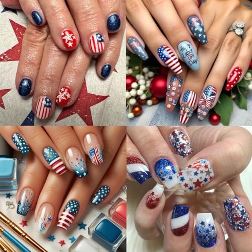 Cute Patriotic Nail Art Stickers 3D Self Adhesive 4th of 4th of July Stickers-3