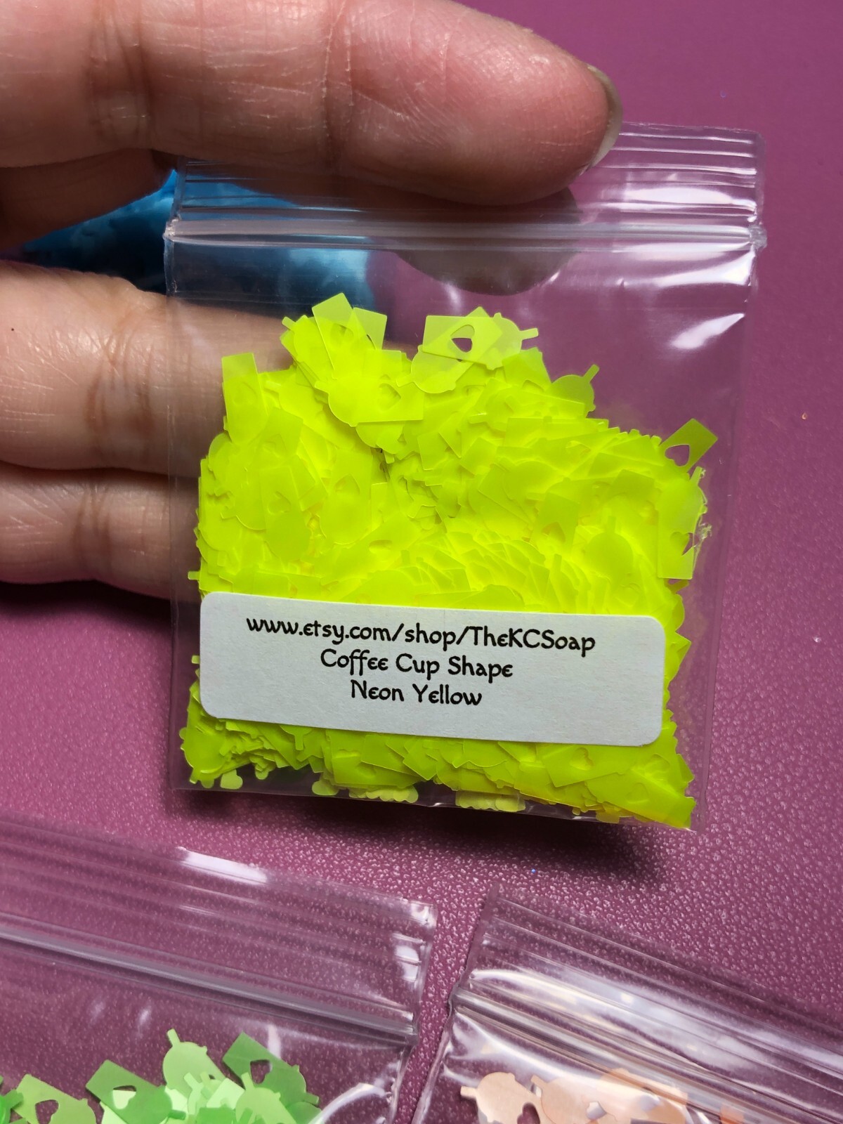 1OZ Solvent Resistant NEON YELLOW COFFEE CUP Shape Glitter Epoxy US Seller