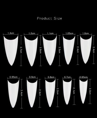 500~1000Pcs French Short Point Stiletto False Nail art Tips Acrylic Nails 10Size