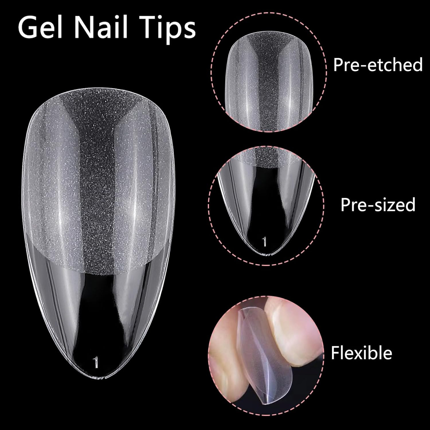 Loveourhome 600Pc Almond Nail Tips Medium Fake Nails Clear Press on Nail Almond