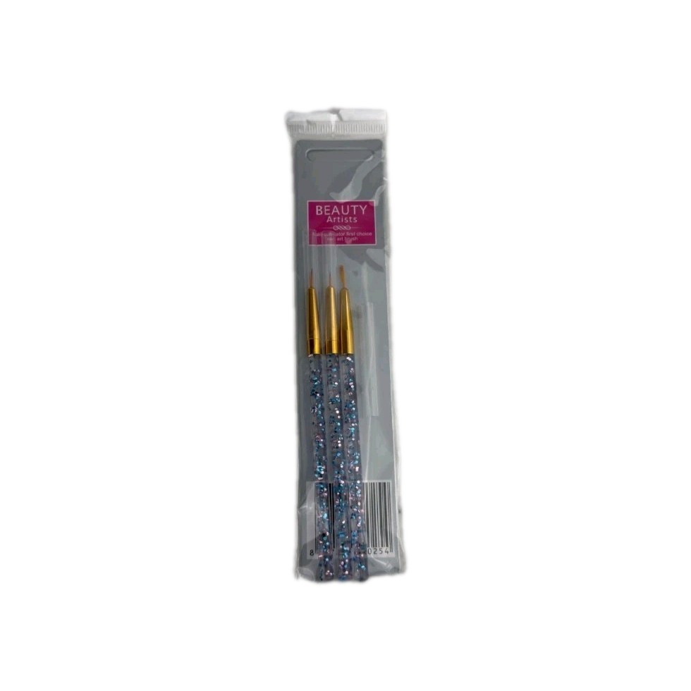 Nail Art Liner Brush Set 3 Pack Beauty Artists Fine Detail Gel Acrylic
