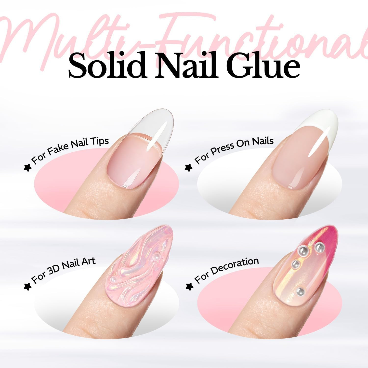 AZUREBEAUTY Solid Nail Glue Gel for Nail Tips, 30G Gel Nail Glue for Acrylic