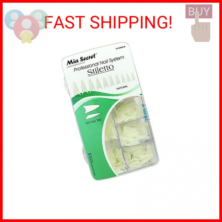Mia Secret – Nail Tip stiletto Clear 500 pcs Clear Or Natural Pick Yours (Natura
