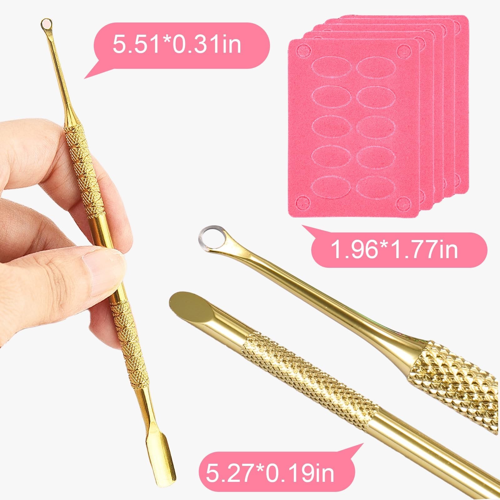 JERCLITY 2 Pieces Gold Double-Ended Stainless Steel Cuticle Pusher Cuticle Re…