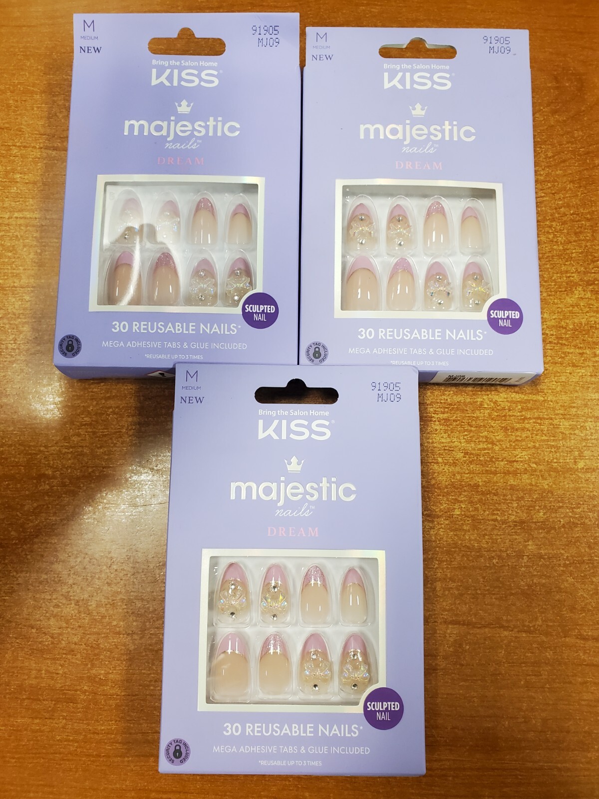 3 Boxes: KISS Majestic Press-On Nails ‘Maestro’ Pink Medium Almond (9059) W6D