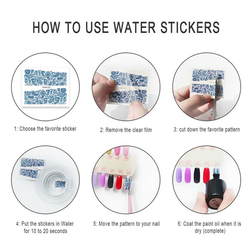 2 pcs Nail Art Water Transfer Sticker Flower Decals Tips Decoration BJC-181