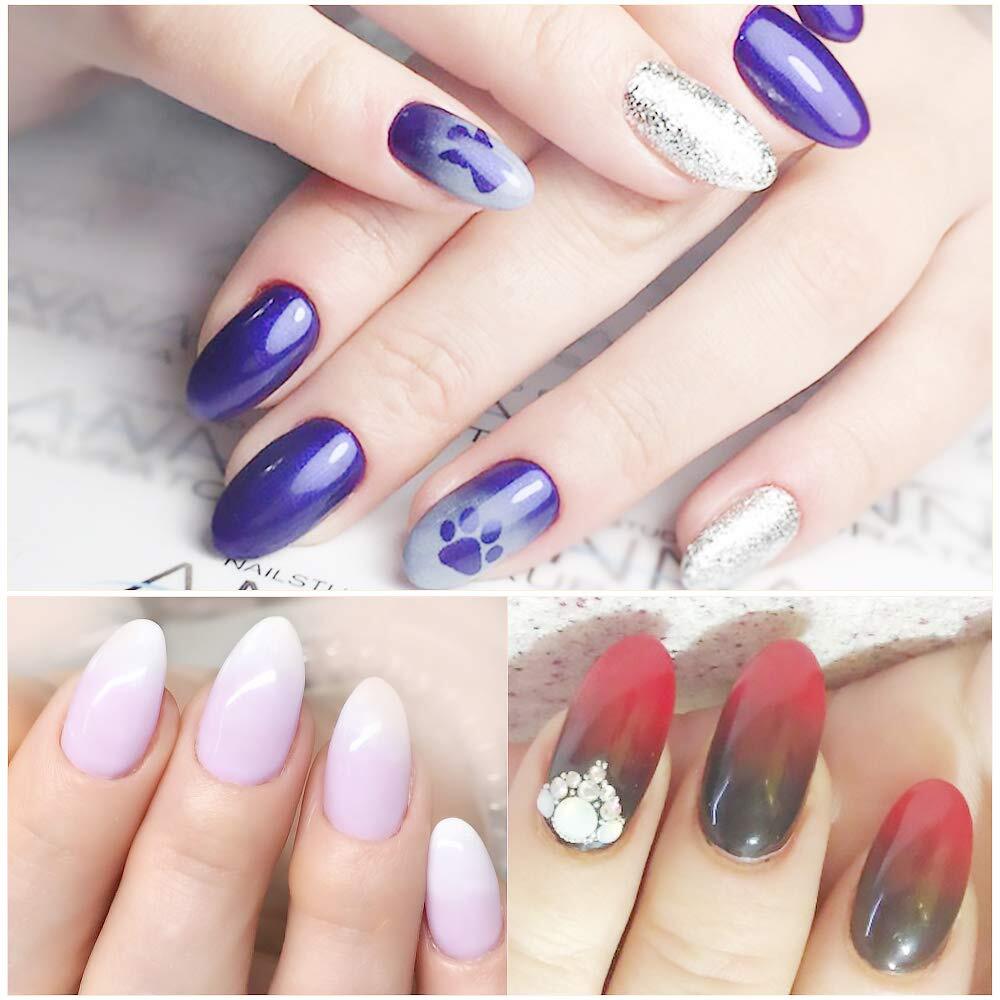 Set De 3 Pinceles Acrilicos Para Unas Ombre Y Esponja Manicura Profesional