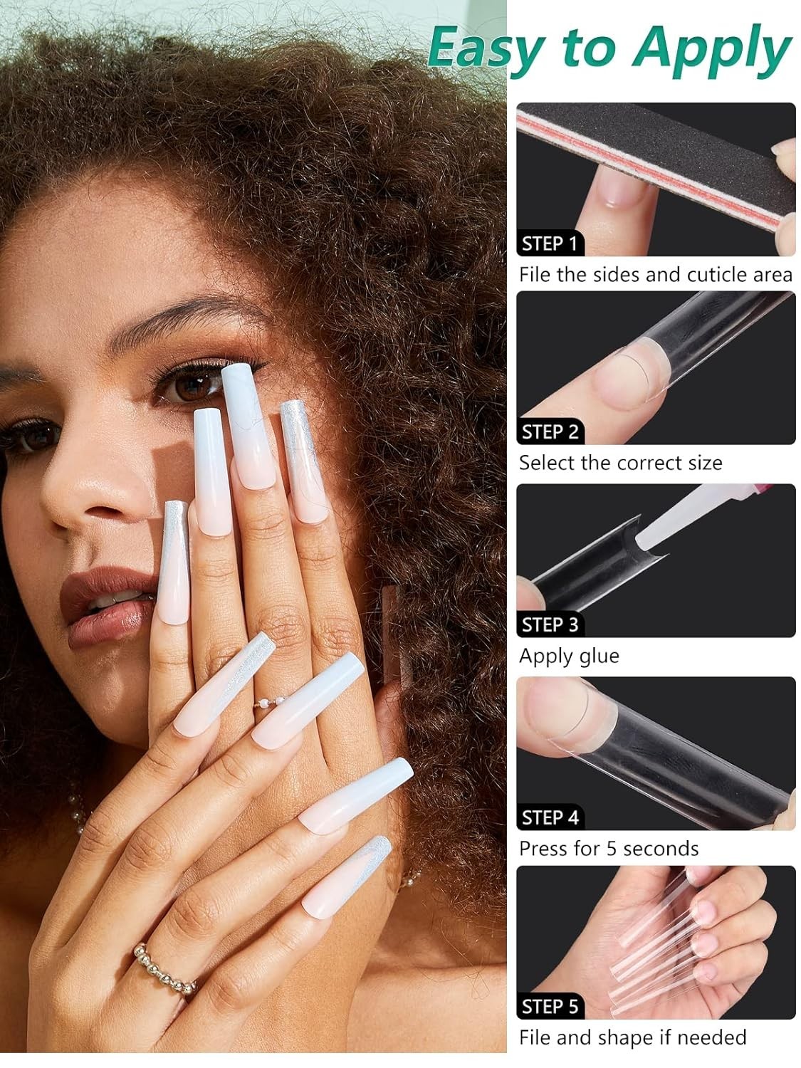 504 PCS No C Curve Extra Long Acrylic Nail Tips – 3XL, 12 Sizes for DIY & Salons