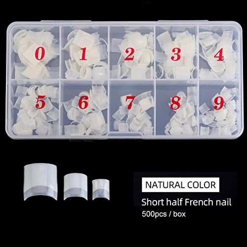 Square Nail Tips Half Cover 500Pcs Clear Acrylic Nails French Short natural