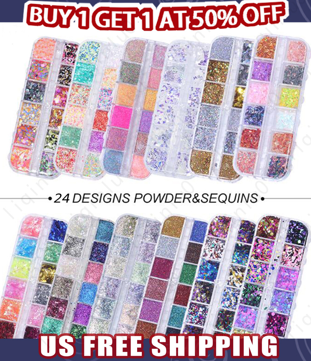 Colorful Fashion Nail Glitter Powder Sequins Laser Foils Flakes Nail Art Decors