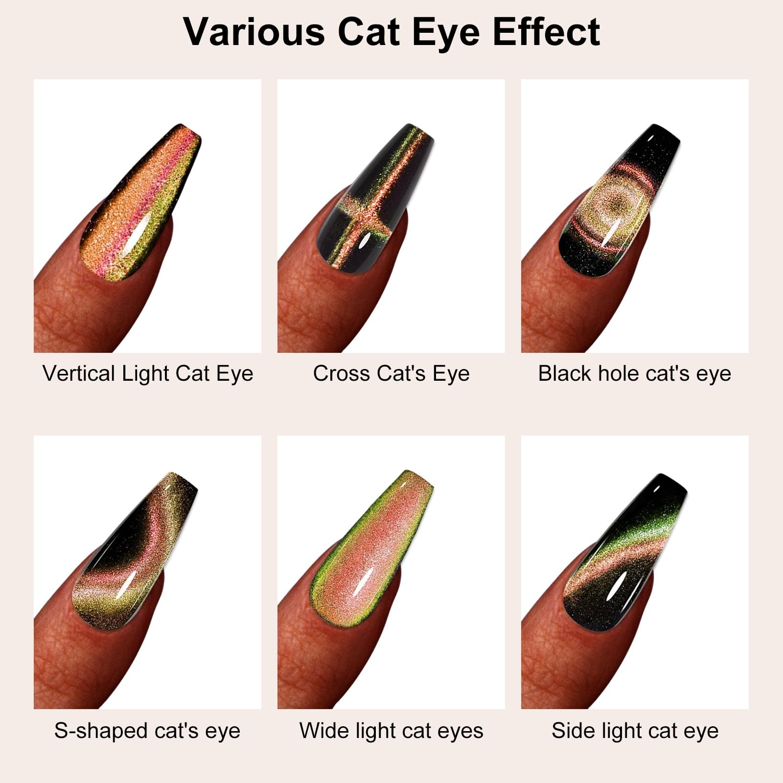 3 In 1 Nail Magnet, Multifunctional Cat Eye Gel Nail Polish Magnet with Octag…