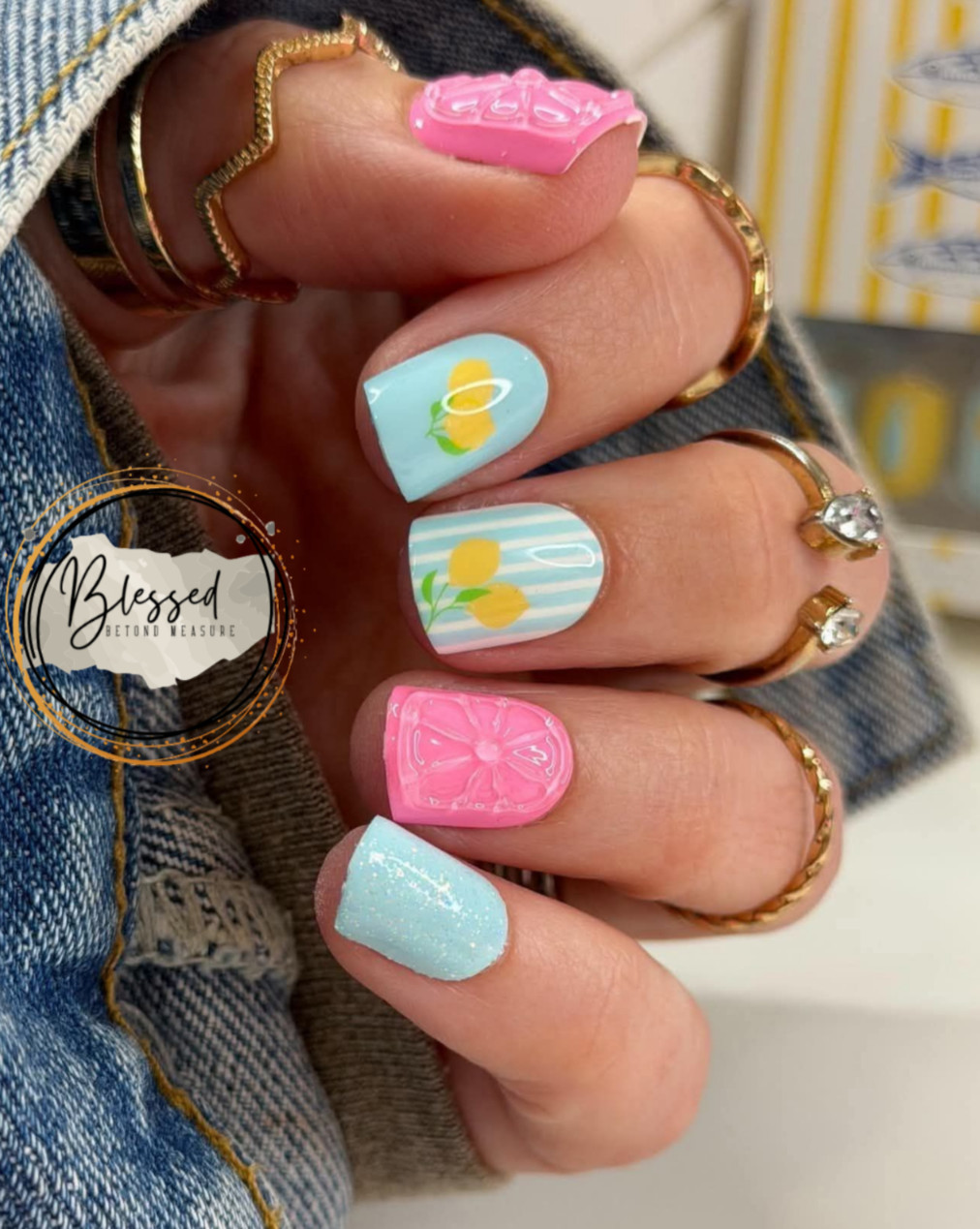 Red Aspen Press On Nails- Postcards from Positano, Piccola Short 3D