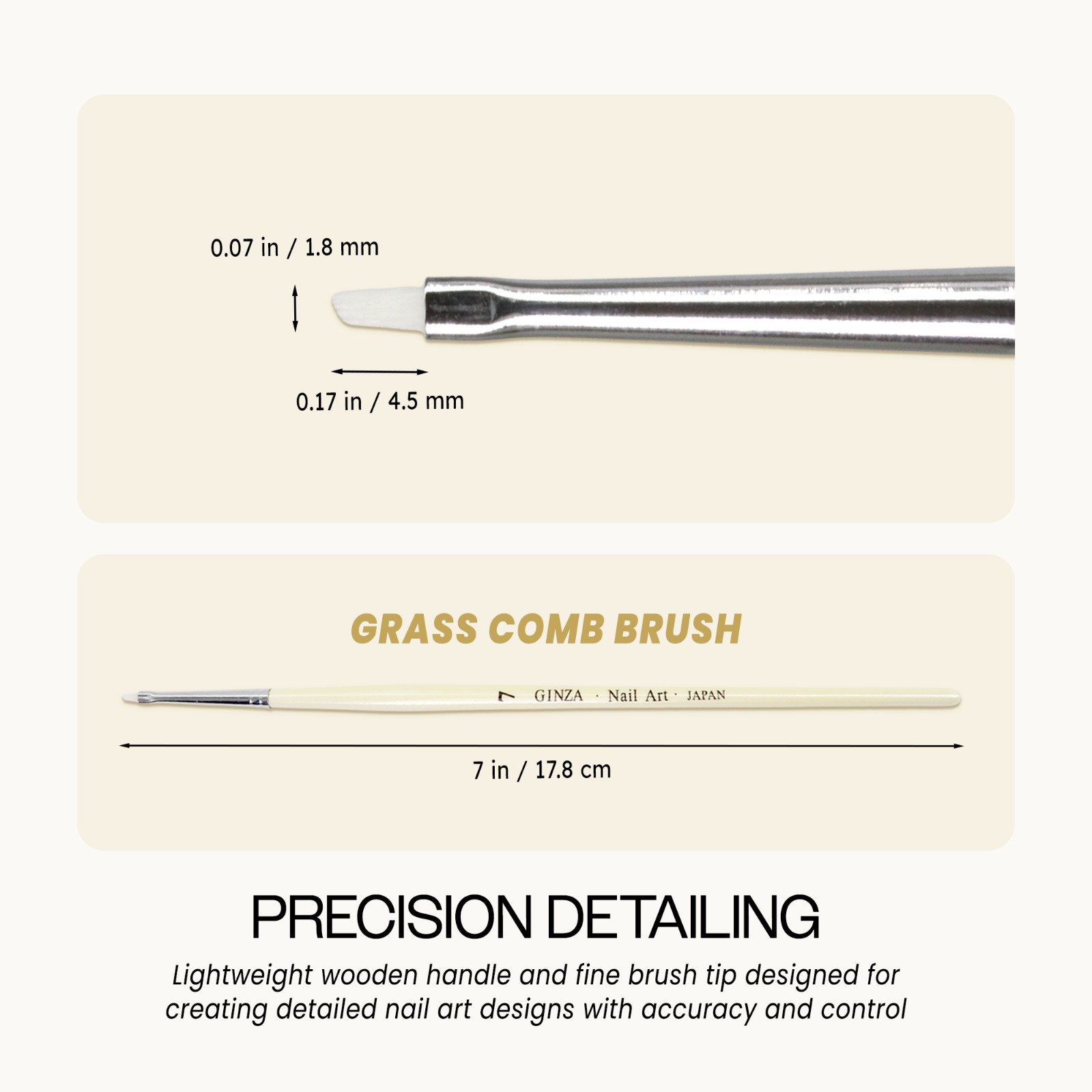 Ginza Professional Acrylic Angular Shader Nail Art Brush with Wooden Handle