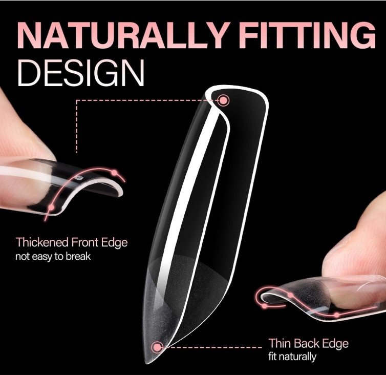 Short Square Gel Nail Tips – Full Cover Clear Half Matte Acrylic Press on Nails