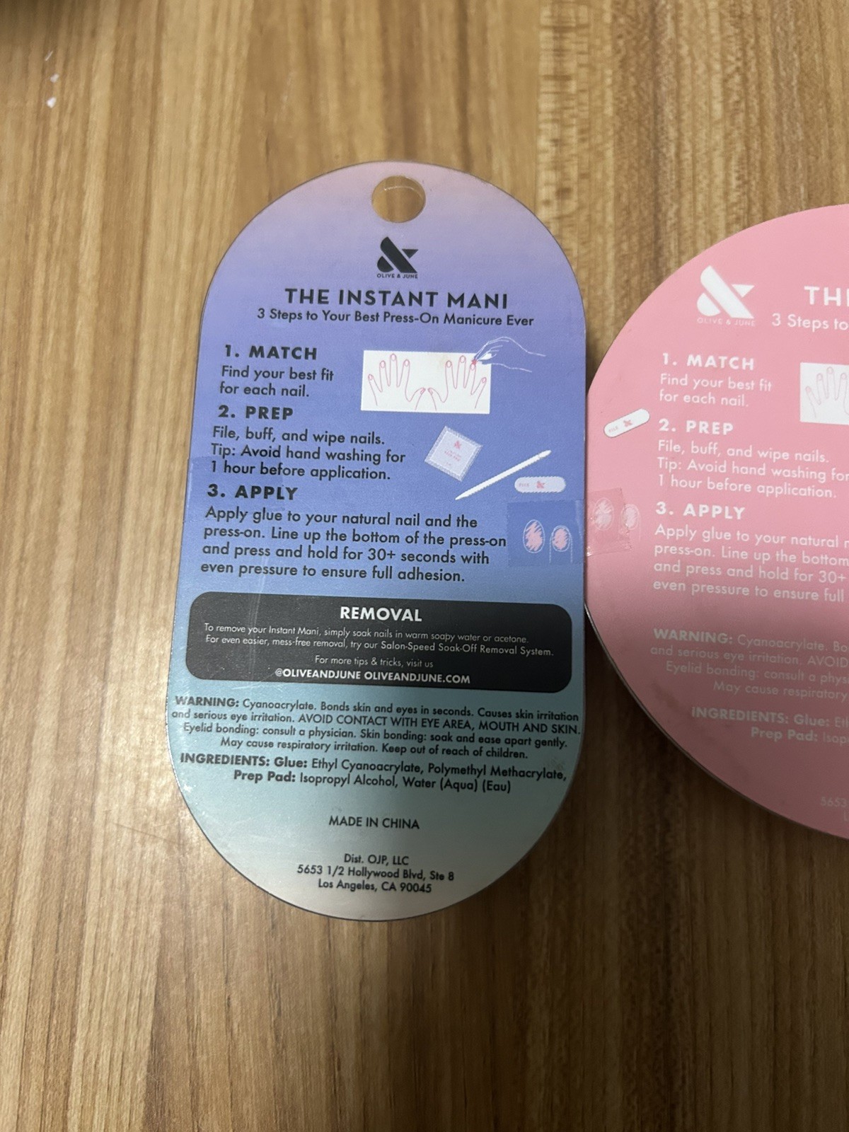 Olive and June press on Nails. 2 Sets. Round Short Pink. Stiletto Medium French