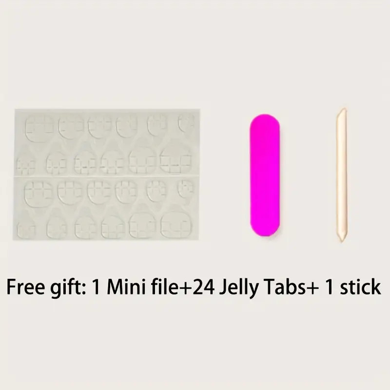 24pcs Glossy Medium Square Fake Nails White And Pink False Nails Glitter