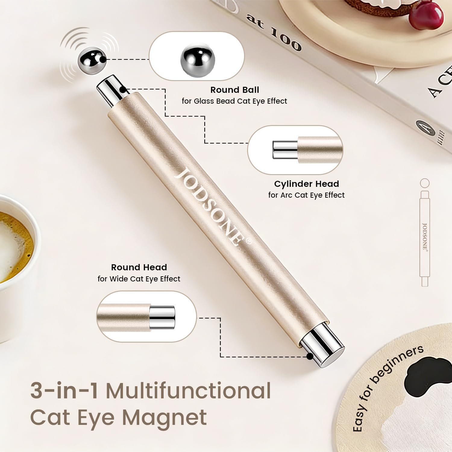 3-In-1 Cat-Eye Magnet Nail Art Tool,Cylindrical & Ball Magnet Pens,Flexible Mult