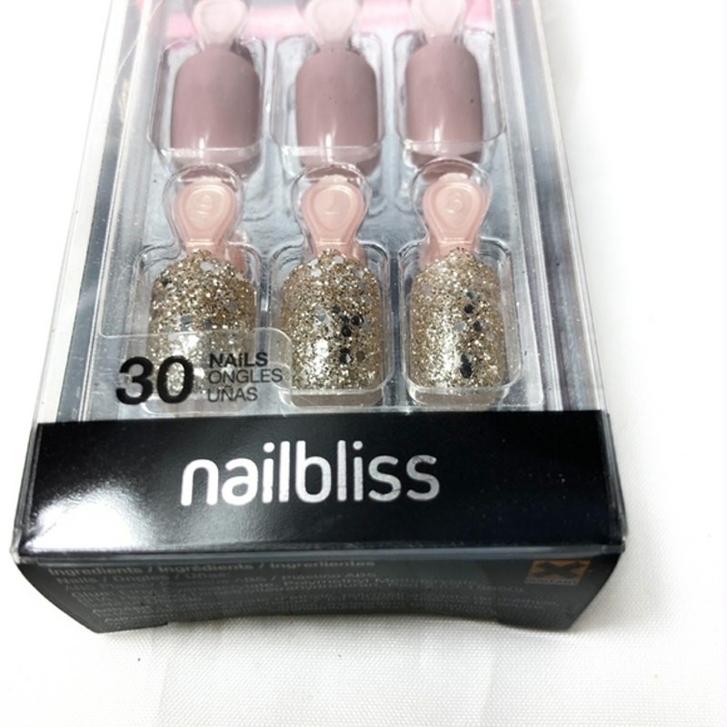 Manicure bundle of color strips, mauve/sparkle tips, black & gold sparkle nails