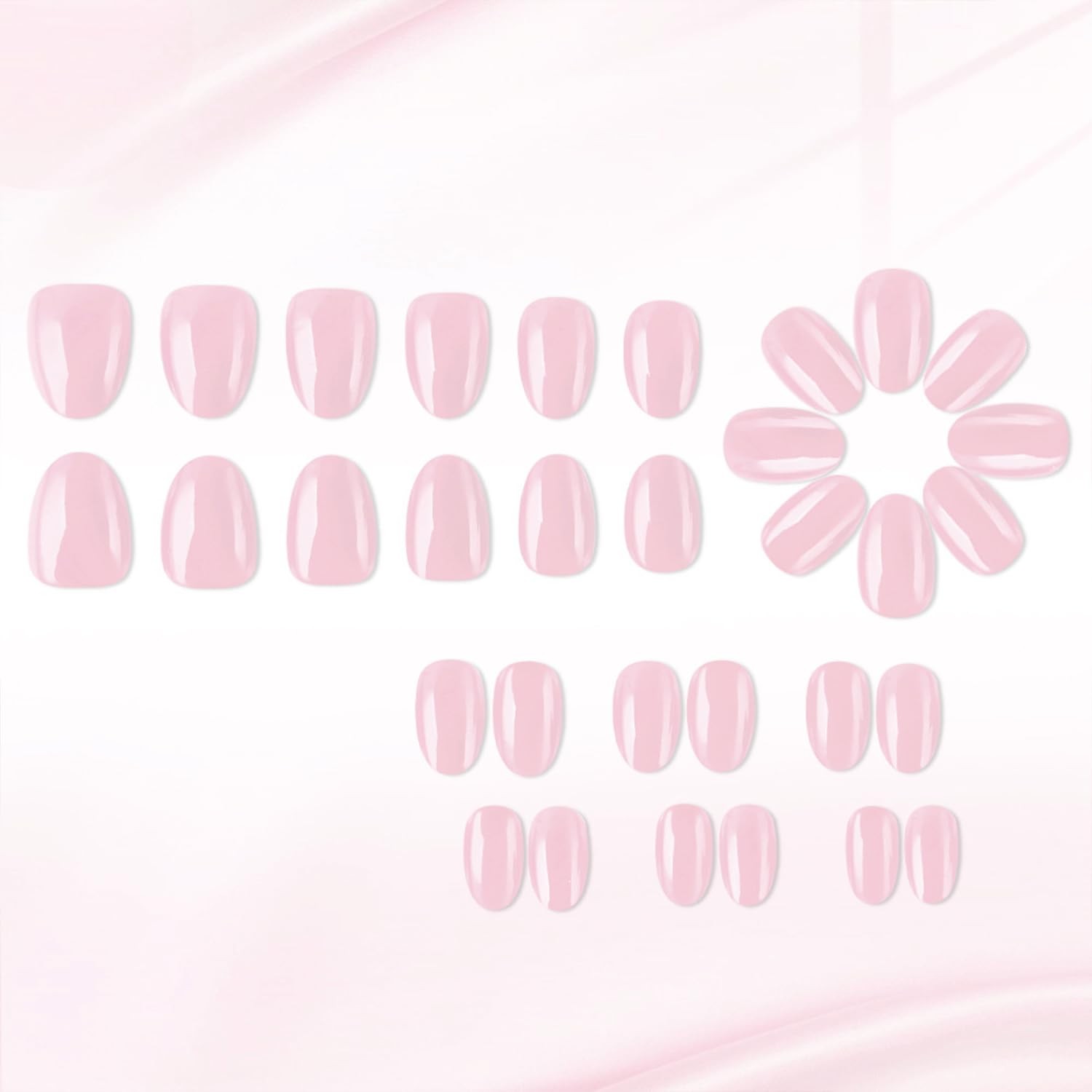 Nude Pink Press On Nails Short Oval Fake Nails Solid Natural Pink Nails Press…